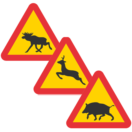 Varningsskyltar | Varning för djur, flera olika motiv