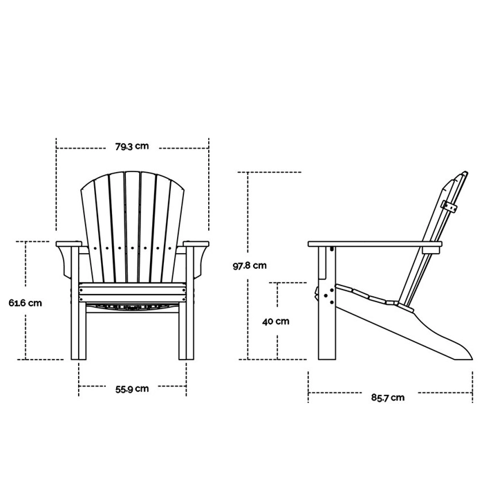 Café & Trädgårdsmöbler | Däckstol Seashell Adirondack - Grå