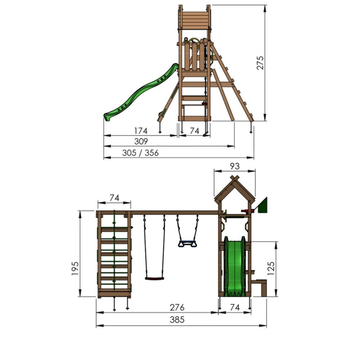 Lektorn | Lektorn Jungle Gym Totem m. Gungor & Klätterställning